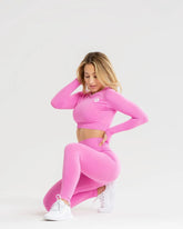 Power Seamless Long Sleeve Crop Top | Phlox Pink WOMEN'S BEST